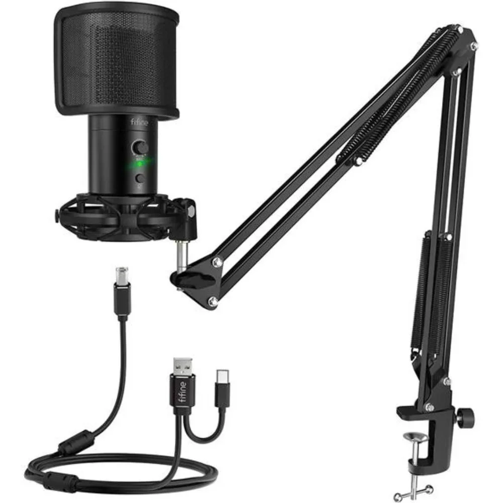 USB Gaming Streaming Microphone Kit for PC Computer,Condenser Mic Set with Stand
